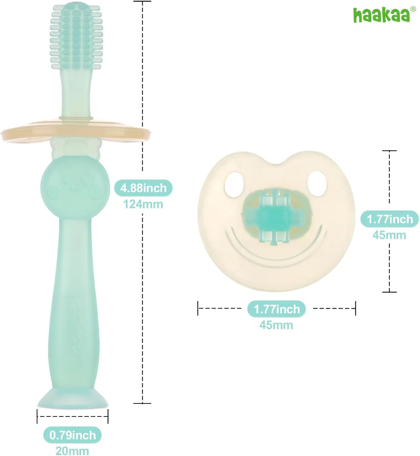 brosse a dent haakaa BHK075 B Offrez un soulagement doux aux enfants avec des dents en croissance grâce à nos brosses en silicone. Soulage même les molaires difficiles.