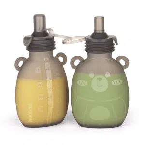 Happii Bear Silicone Goody Pouch - Haakaa - Sachet Réutilisable - Compote Smoothies Purée - 170ml
