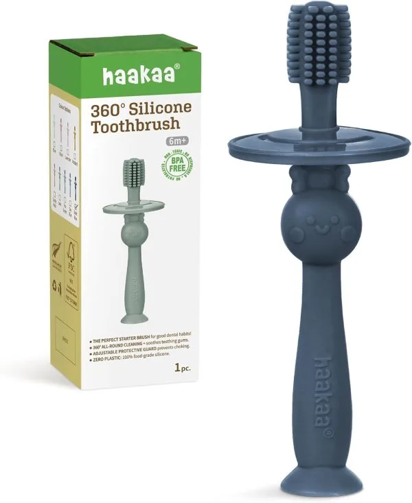 BHK075-brosse a dent haakaa bleu pastel boite BHK075 brosse a dent haakaa bleu pastel boite Offrez un soulagement doux aux enfants avec des dents en croissance grâce à nos brosses en silicone. Soulage même les molaires difficiles.